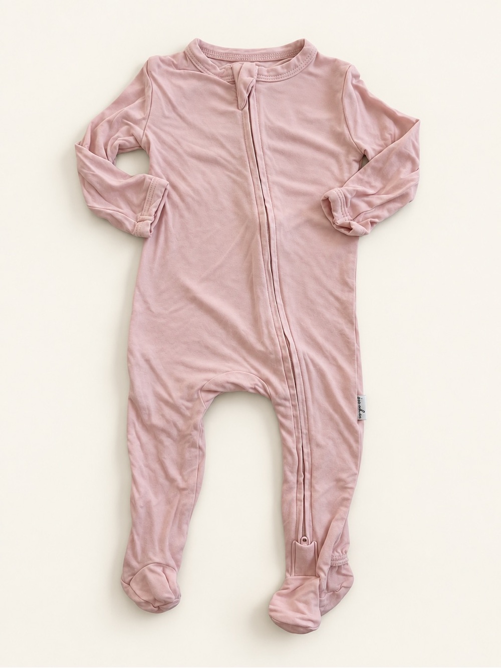Pip & Phee Long Sleeve Pink Footed One-Piece Zip Romper
